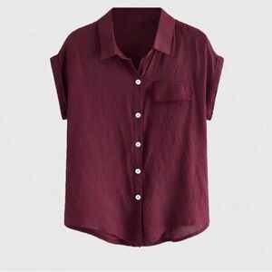 ROMWE Deep Red Collared Shirt